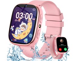 FOSMET Horloge Kind - Smartwatch Kinderen - 2G-Incl. Camera en 31 Kids Spelletjes - 512MB Geheugen - IP68 Waterdicht - Video Bellen& - USB Oplaadbaar Kinderhorloge SOS-Knop - Voor iOS & Android - Cadeaus Voor Jongens en Meisjes - Roze