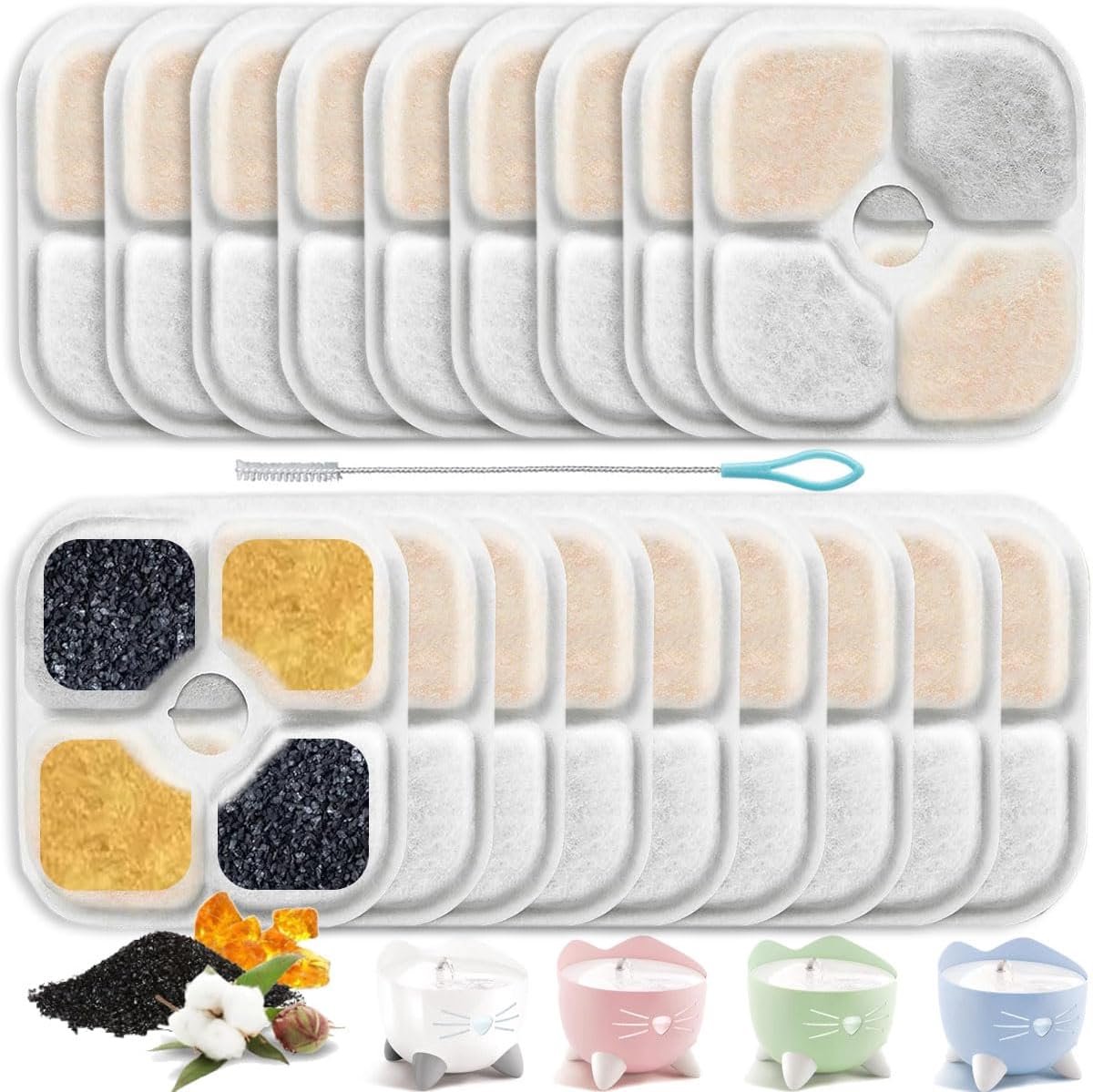 Waterfonteinfilters voor Catit Pixi Cat drinkfontein, 18 stuks, huisdierfonteinfilter, vervanging voor PIXI-kattenfonteinen voor drinken, 2 l, 2,5 l, drievoudige waterfilter