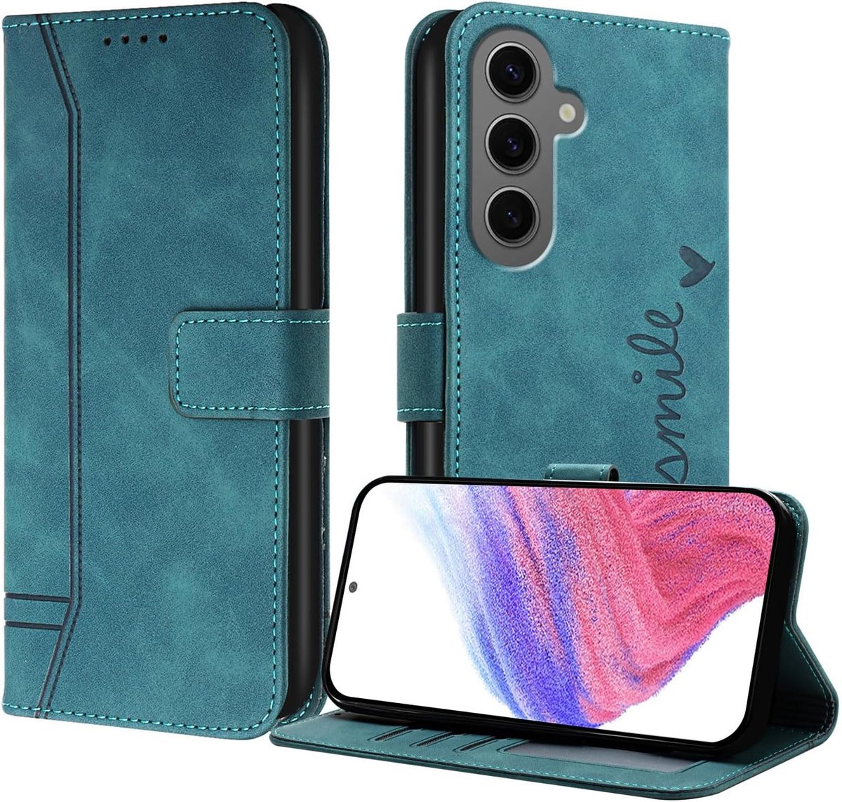 Hoesje voor Samsung Galaxy M55 5G, Telefoonhoesje Hoesje Leer Telefoon Dun met Pasjeshouder Kaarthouder Magneet Lederen Flip Case Hoes Book Beschermhoesje voor Samsung Galaxy M55 5G (Bruin)