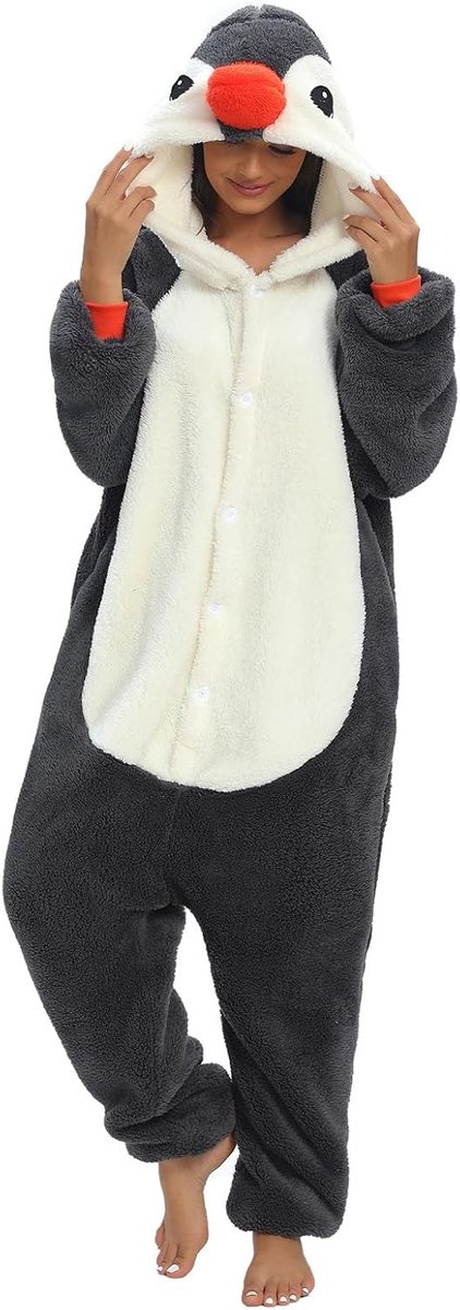 Panda Jumpsuit voor dames, dier, oversized, knuffelige pyjama voor heren, lang met capuchon, uniseks, dierenkostuum, nachtkleding, winter, pluche jumpsuit, stijl 4, M