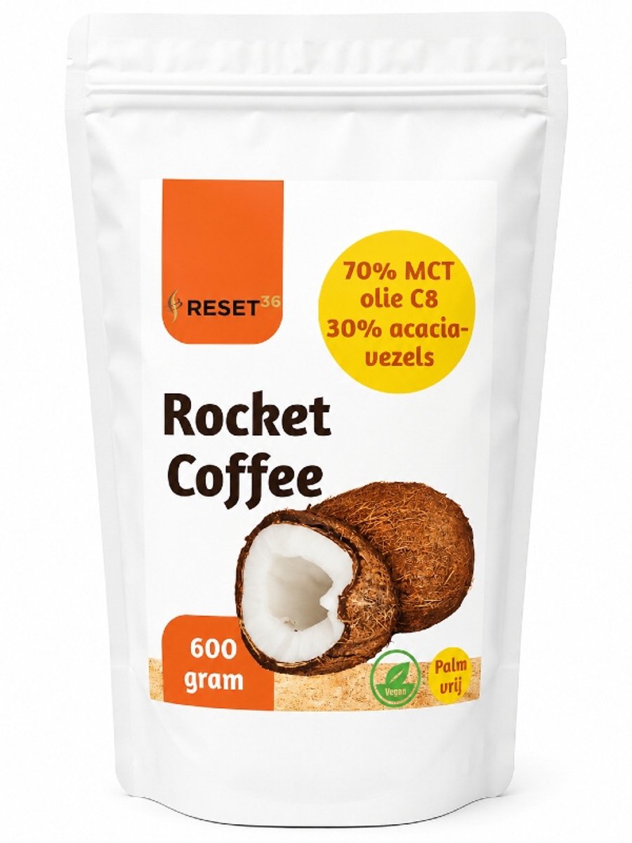 Rocket Coffee - 70% MCT Olie - 30% Acacia Vezels - 600 gram - RESET36