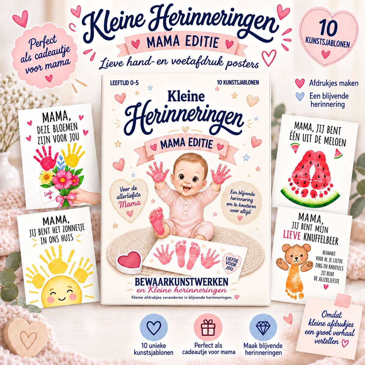 Vingerverf Set MAMA - A4 - 10 posters - Vingerverf - Vingerverf set - Creatief speelgoed - Cadeau verjaardag - moederdag cadeautje - Poster - gepersonaliseerd cadeau - persoonlijk cadeau - cadeau moeder - kleurplaat -