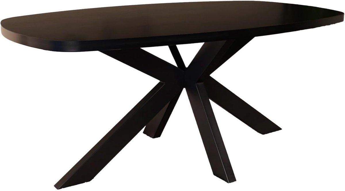 Eettafel Leco deens ovaal 180cm zwart melamine ovale tafel eetkamertafel