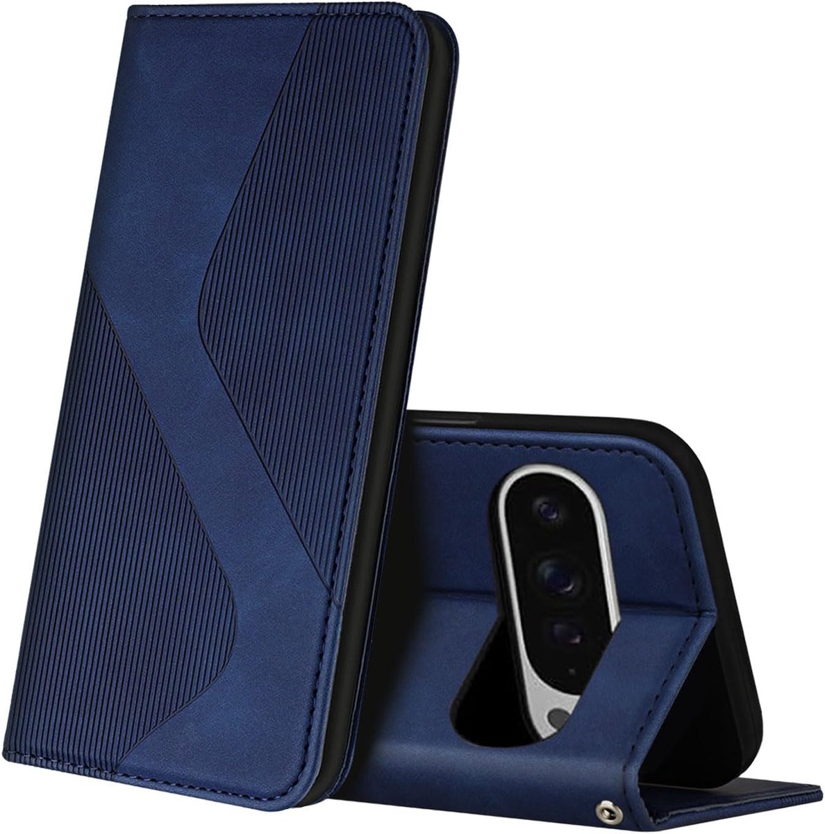 Hoesje voor Google Pixel 9 Pro XL, PU Kunstleer Bookcase Telefoonhoesjes met [Kaartsleuven] [Stand], Flip Case Beschermhoesje voor Google 9 Pro XL (Blauw)