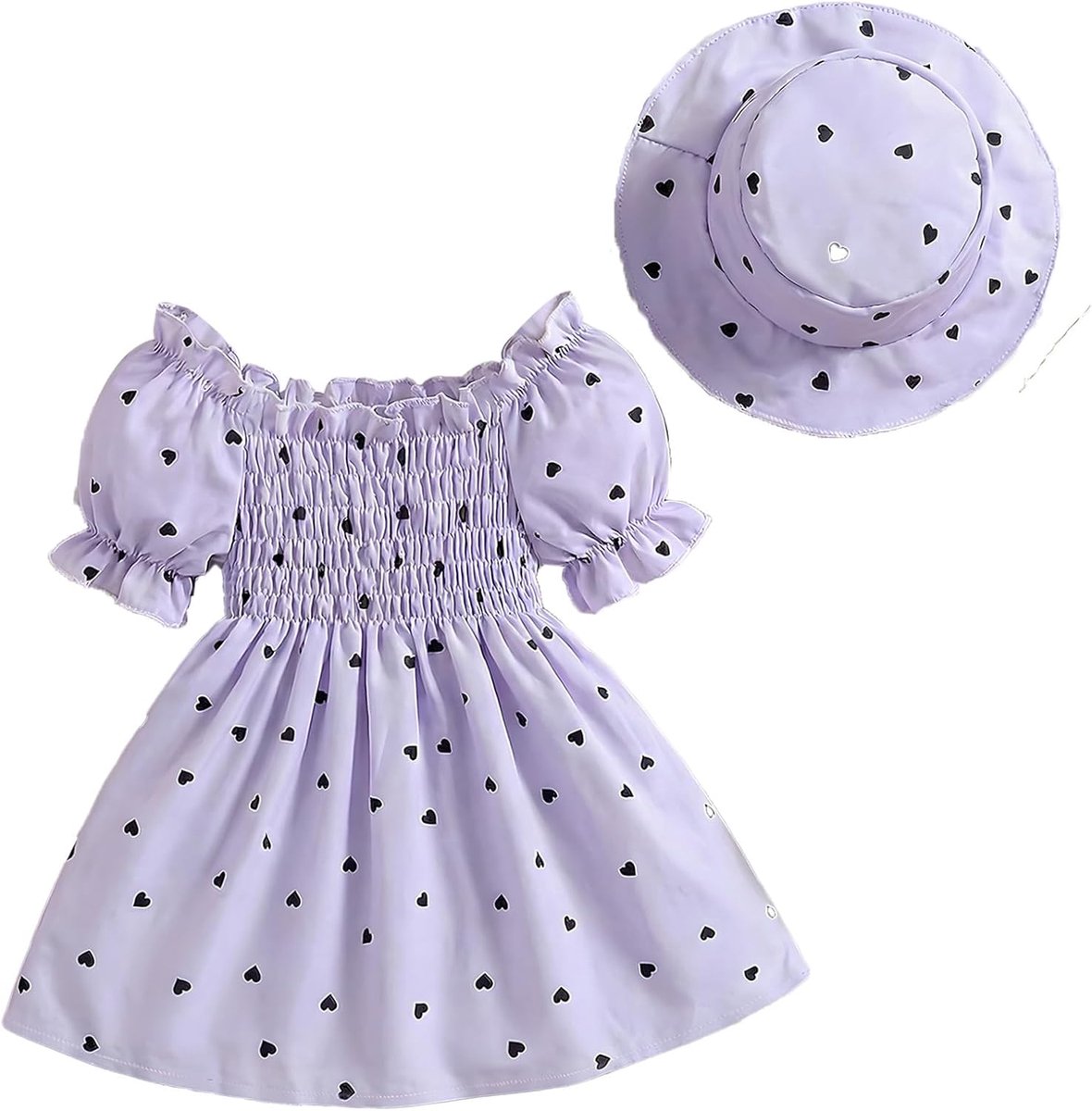 Prinsessenjurk voor babymeisjes, korte mouwen + hoed, 2-delige set, bloemen, strandjurk, kleding, lente, zomer