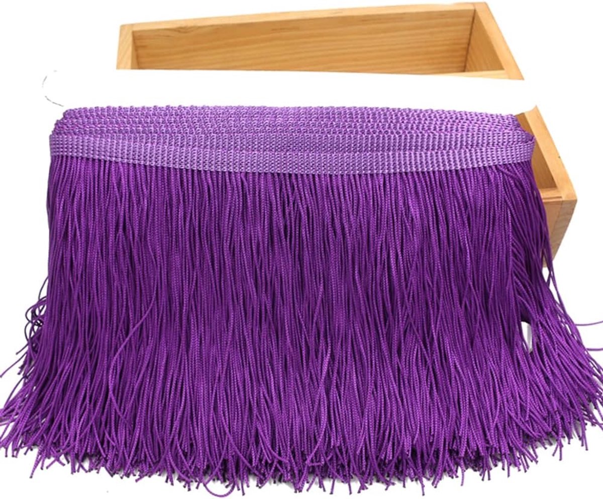 5 meter, 15 cm, zijden franjes, kwastjes, decoratief lint, dansrand, naai-accessoires voor knutselwerk, kleding, kostuums, decoratie, paars
