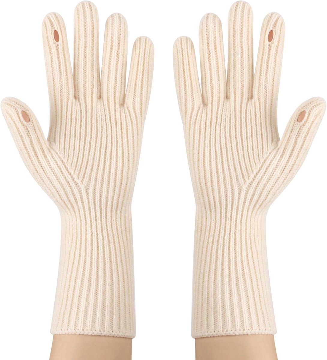 Handschoenen, thermische handschoenen voor dames en heren, touchscreen met vingergaten, koude gebreide handschoenen