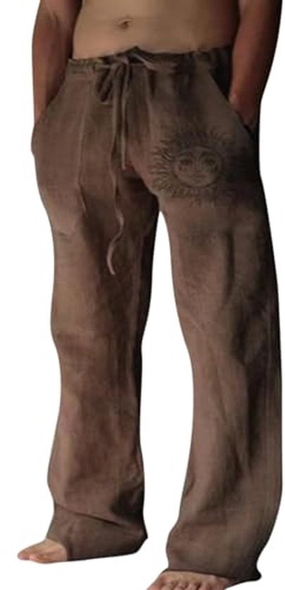 Linnen Broek Heren Zomer - Vrijetijdsbroek met Zakken en Elastische Tailleband