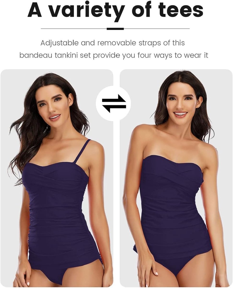 Damesbadpak, twist front, tankini, 2-delig, push-up, badpak, zee, afneembare bandjes, bikini met buikcontrole