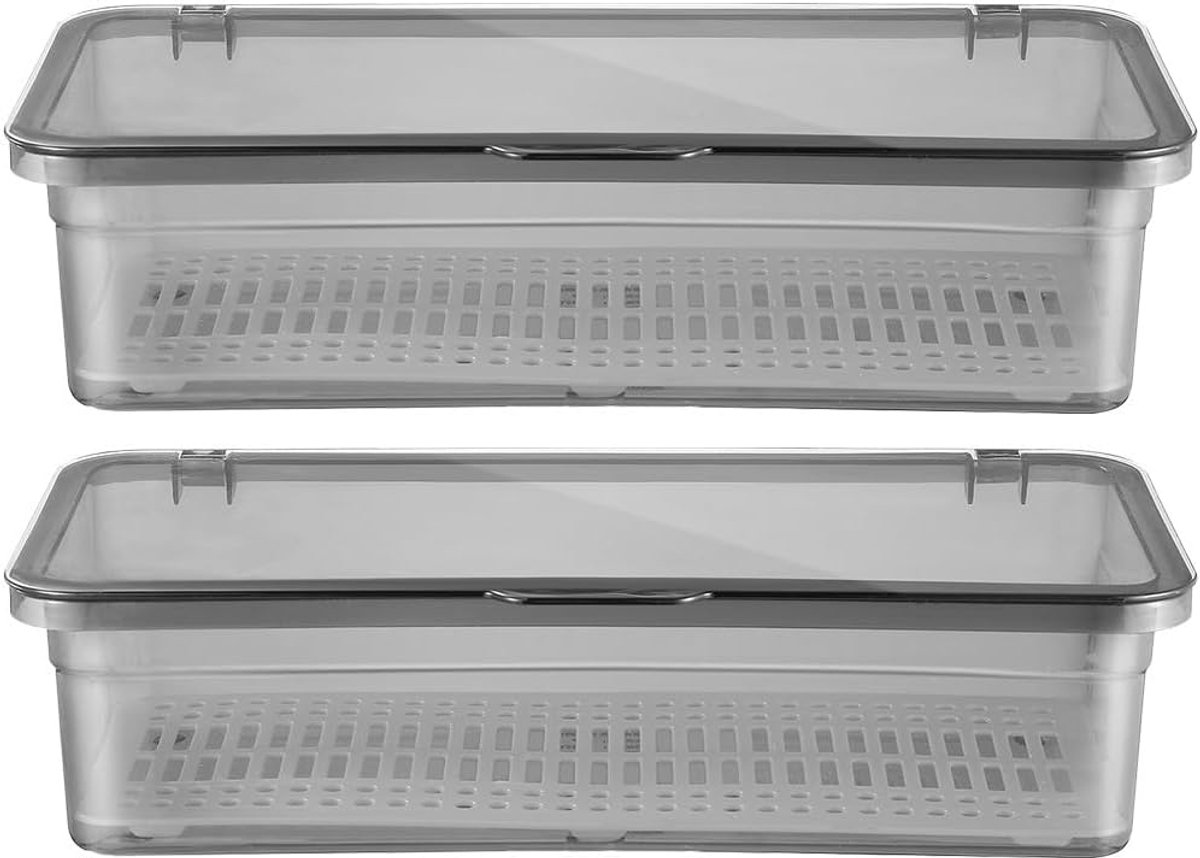 2 stuks bestekbak afwatering bestekbak Clamshell type bestekhouder eetstokjeshouder servies opbergmand keukenlade organizer met deksel