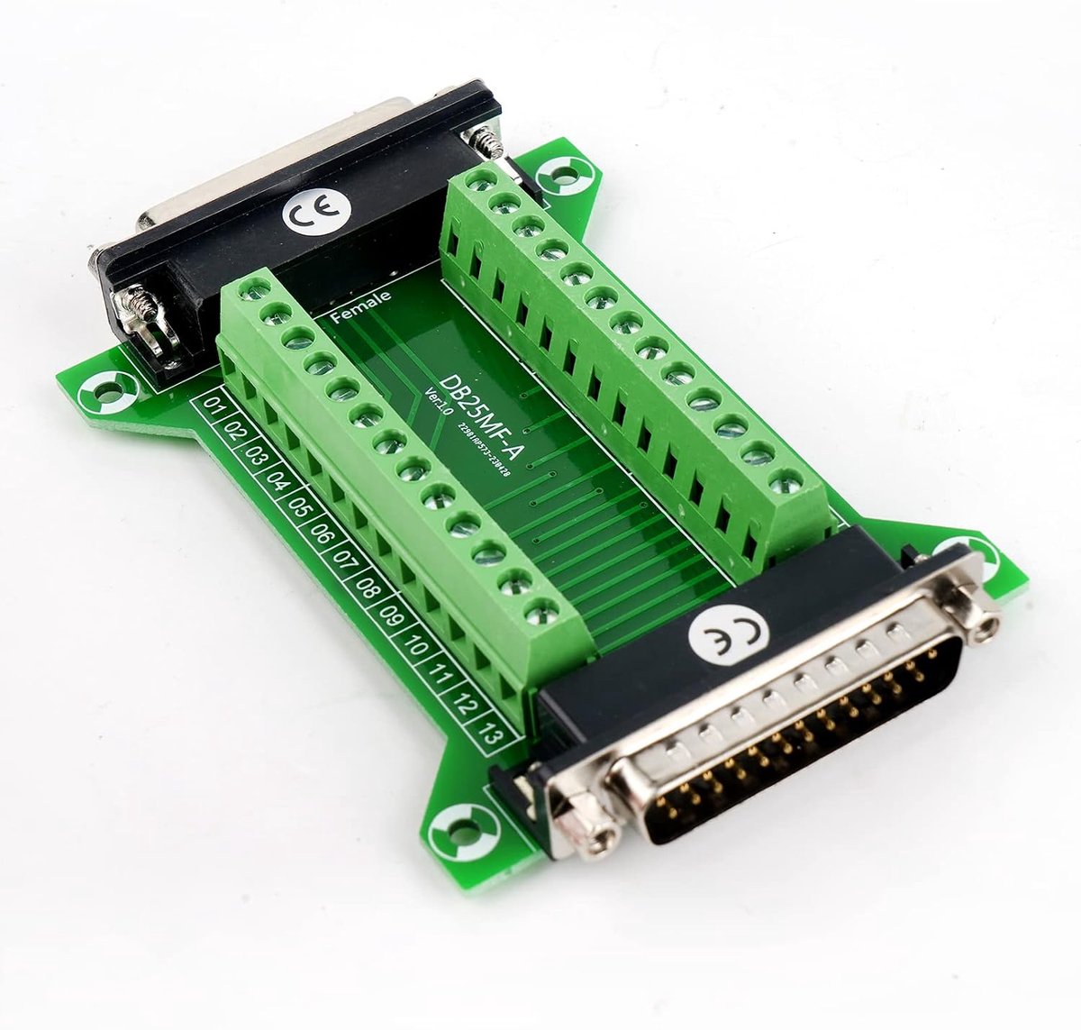 DB25 stekker naar bus 25-polige stekker breakout naar printplaatklemmen connector