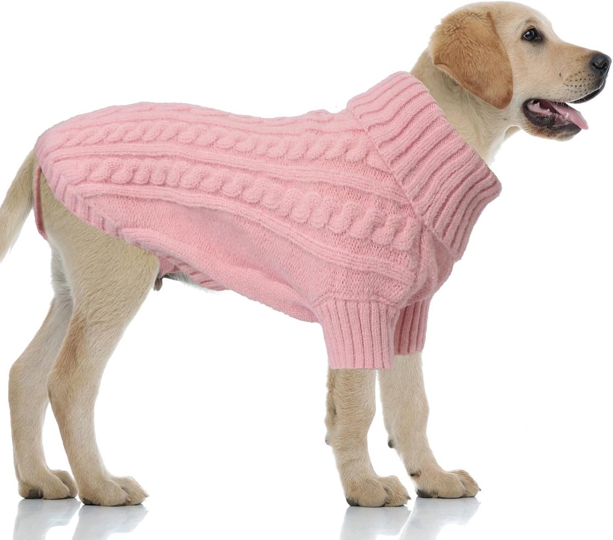 Truien Grote Hond, Warme Effen Hondentruien, Gebreide Col Trui Hond met Harnas Gat, Huisdierkleding Honden, Dog Sweater Jumper, Roze, XL