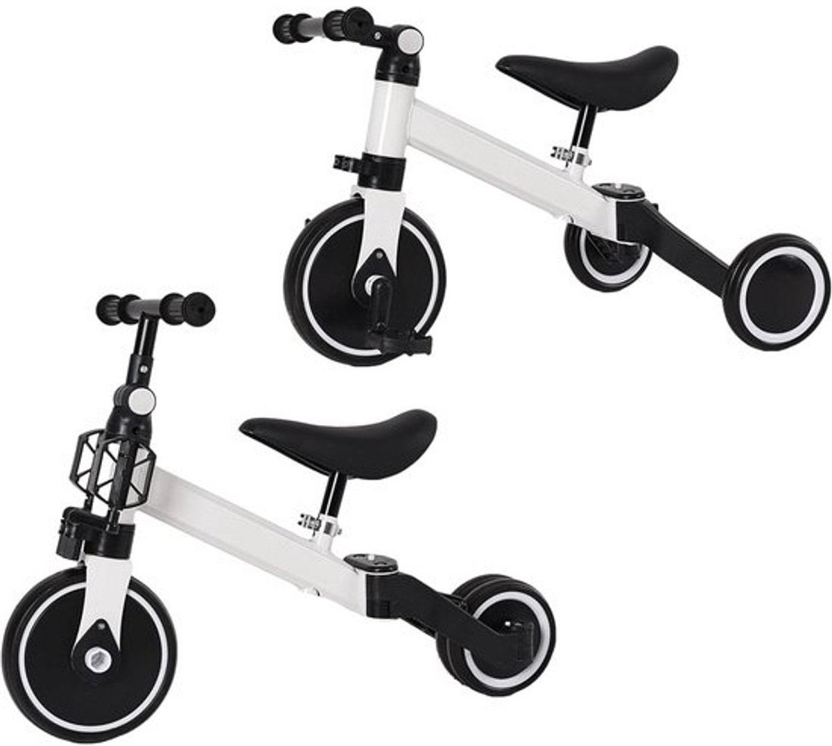 Loopfiets Driewieler - Kinderfiets - Actief Spelen - 3-in-1 Ontwerp - 1 tot 4 jaar - Wit Zwart