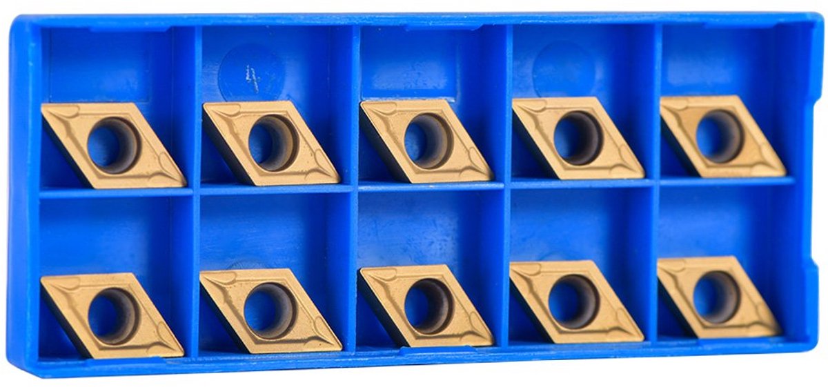 Inzetsnijder, 10 stuks, diamantvorm, CNC hardmetalen punten, inzetstukken, messensnijder, draaimachine, draaigereedschap, reserveinzetstuk met doos