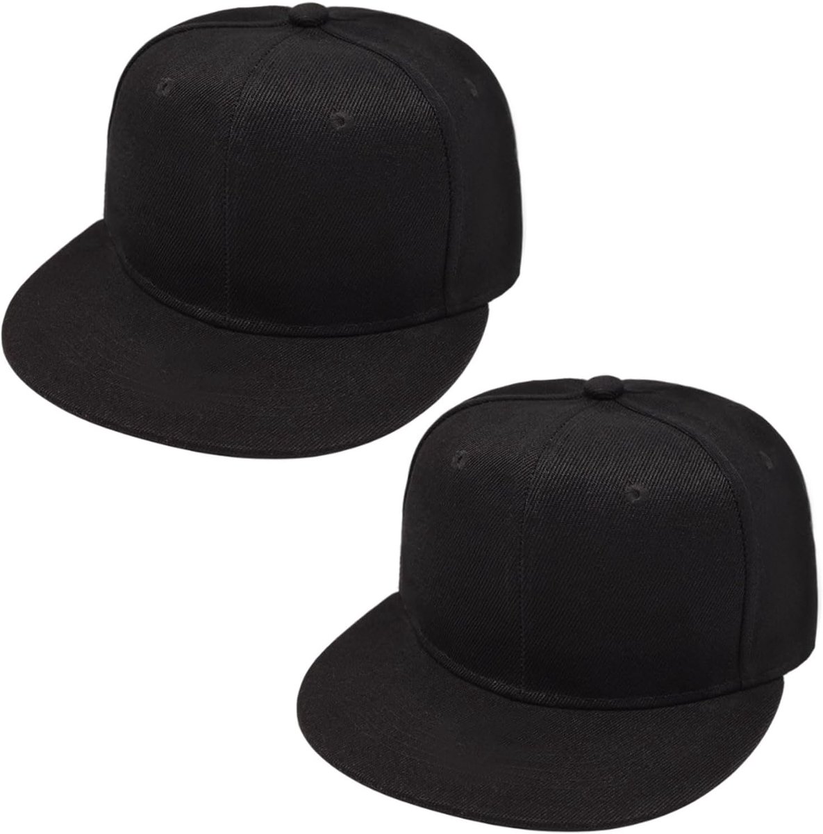 2 stuks klassieke snapback-muts, hiphop-stijl, snapback-pet voor heren en dames, verstelbare baseballpet, zonwering, baseballpet voor outdoor, hardlopen, tennis, golf, reizen (zwart)