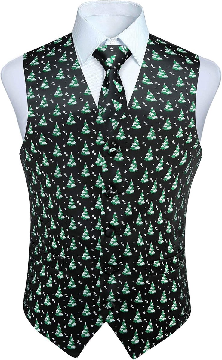 Leuk colbertje voor heren, kerstmis, feestelijke kerstman, kerstvest, stropdas, zak, vierkant, zakdoek, vest, pakset, XS-4XL