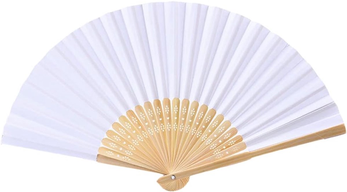 6 stuks handwaaiers voor bruiloft, kleurrijke vouwwaaiers, papieren waaiers, vouwbaar, gastgeschenk, Aziatische decoratie voor doe-het-zelf, zomer, bruiloftsdecoratie, geboortedag, feest, fotografie, wanddecoratie, wit