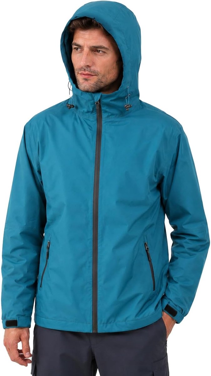 Waterdichte Jas Heren Lichtgewicht Trenchcoat Heren Waterdichte en Ademende Outdoorjas Met Capuchon Geschikt Voor Wandelen en Kamperen