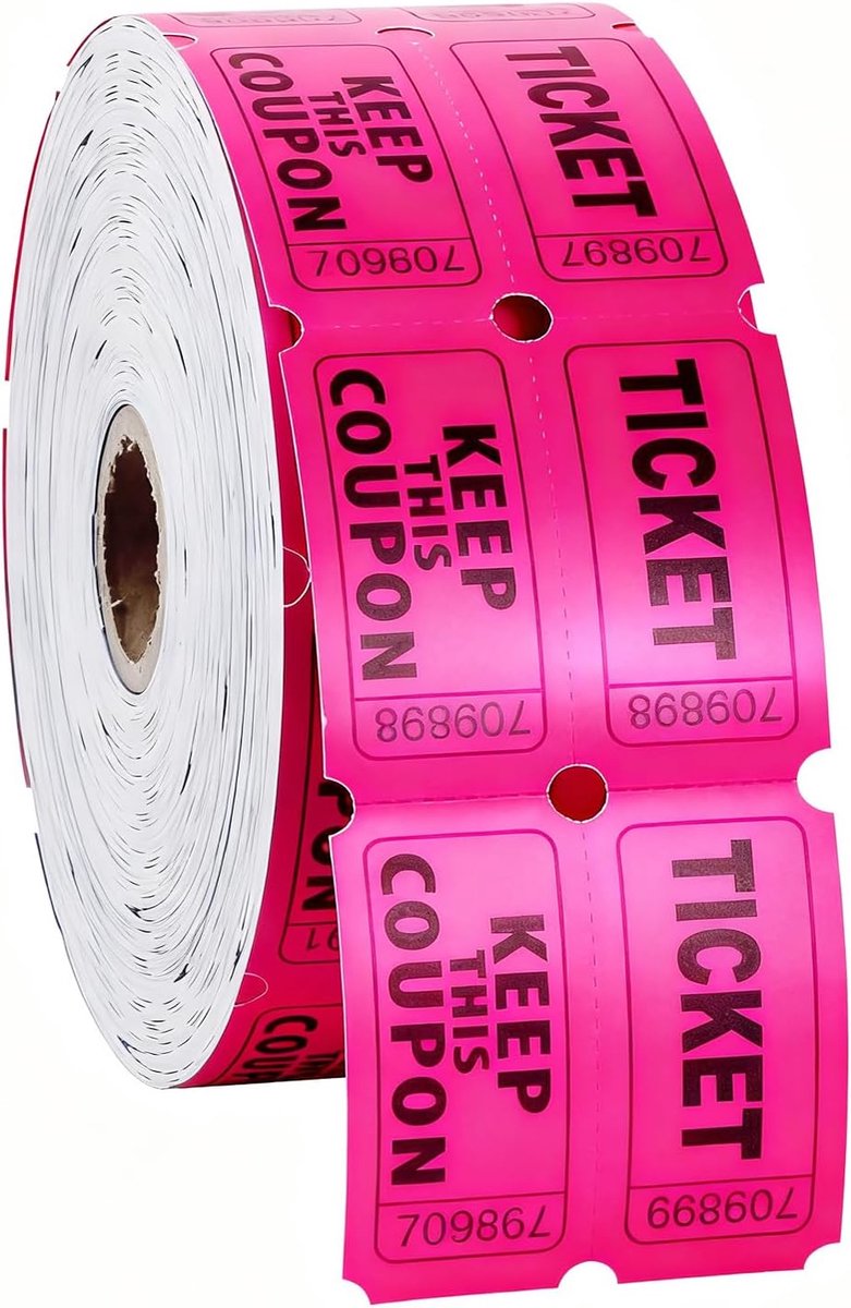 1000 stuks (500 paar) doorlopend genummerde tombola-tickets, dubbele rol, rood/blauw, 5 x 5 cm 50/50 raffletickets voor evenementen, toegang, klasbeloning, verliezen deurprijzen (roségoud)