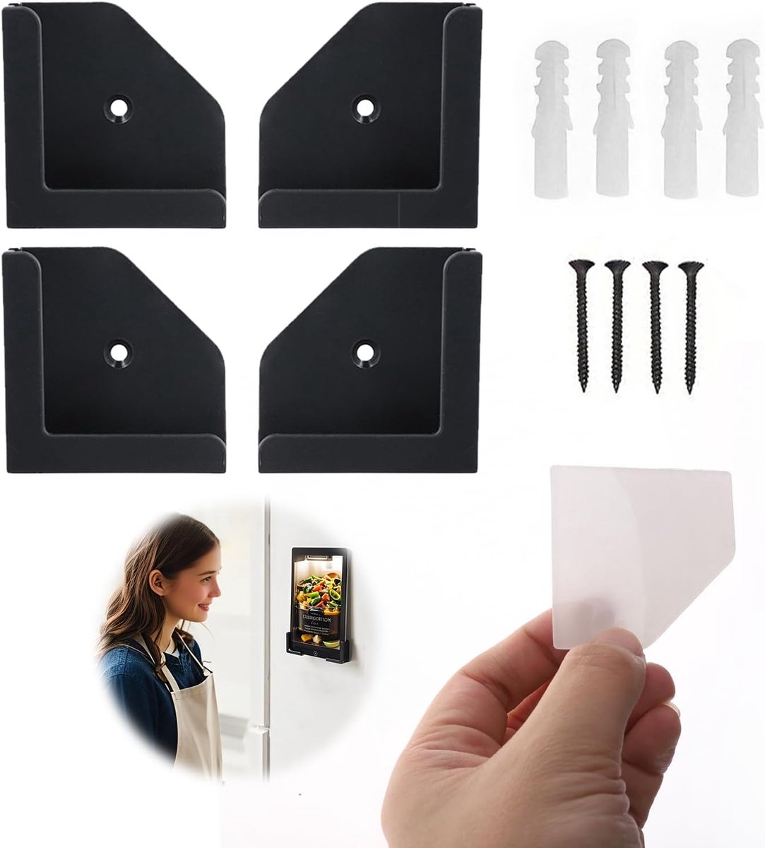 Wandhouder - Universele wandhouder voor smartphones, tablets, eReader - Compatibel met iPad 1-4, Air, Mini, Pro, Samsung Galaxy Tab/Note, Google Nexus, Microsoft Surface - Zwart