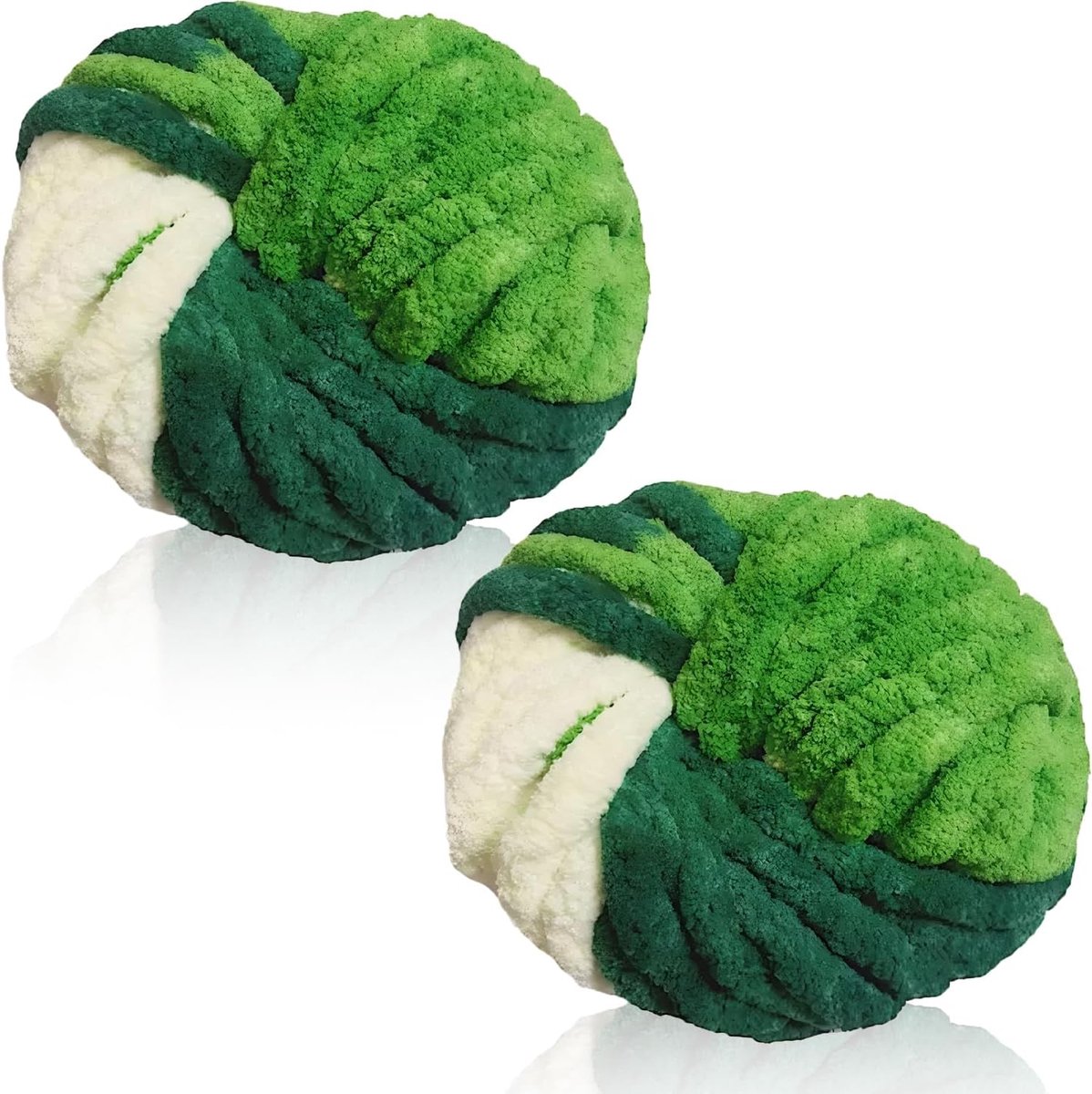 2 stuks grof garen voor handbreien, meerdere kleuren chenille-garen voor breien en haken, zachte dikke wol voor dekens, kussen, sjaals, huisdierbedden, tassen, hoeden, truien (bosgroen)