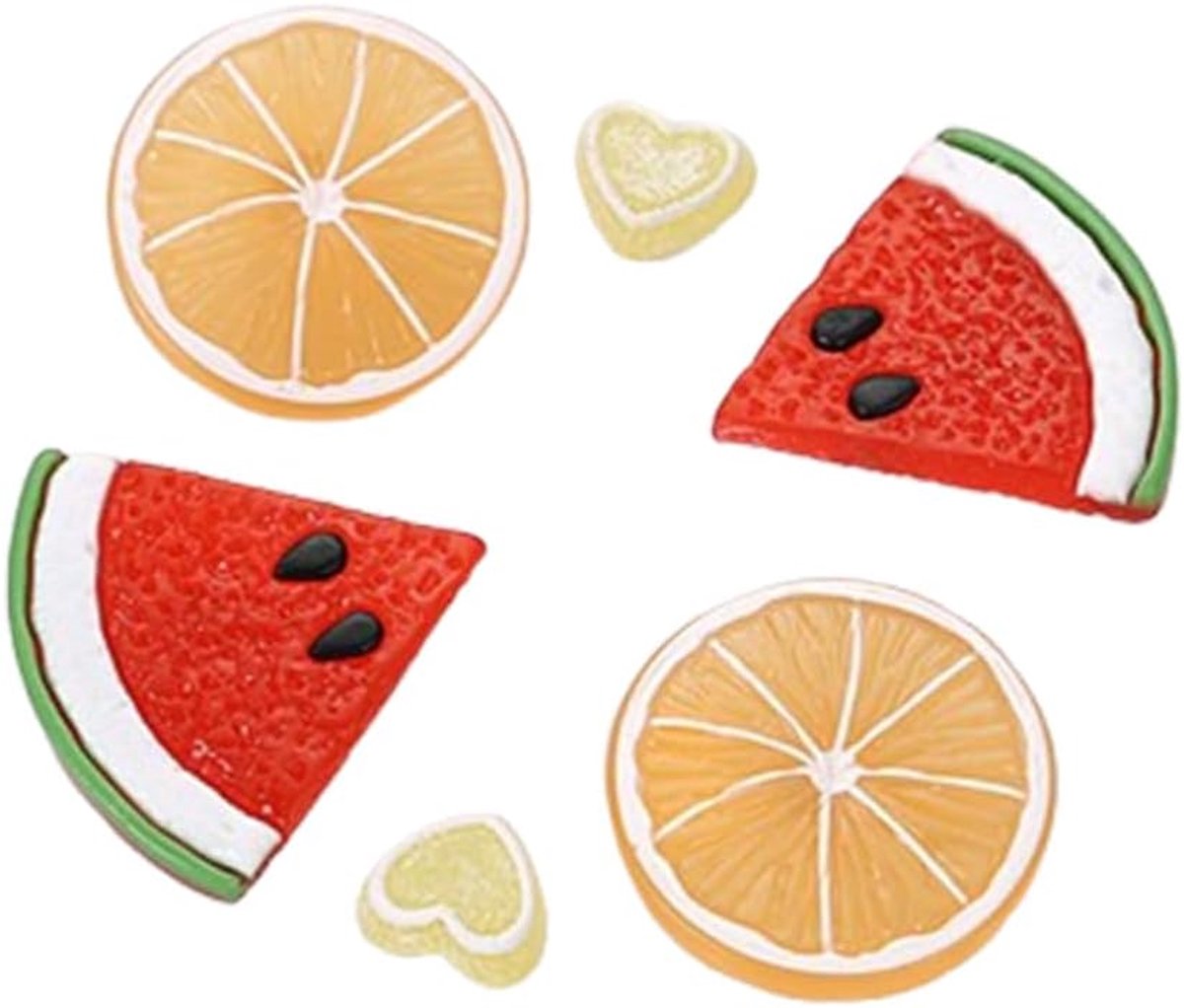 6 accessoires sandalen, decoratie fruit zomer, citroen/watermeloen, doe-het-zelf klompen strand