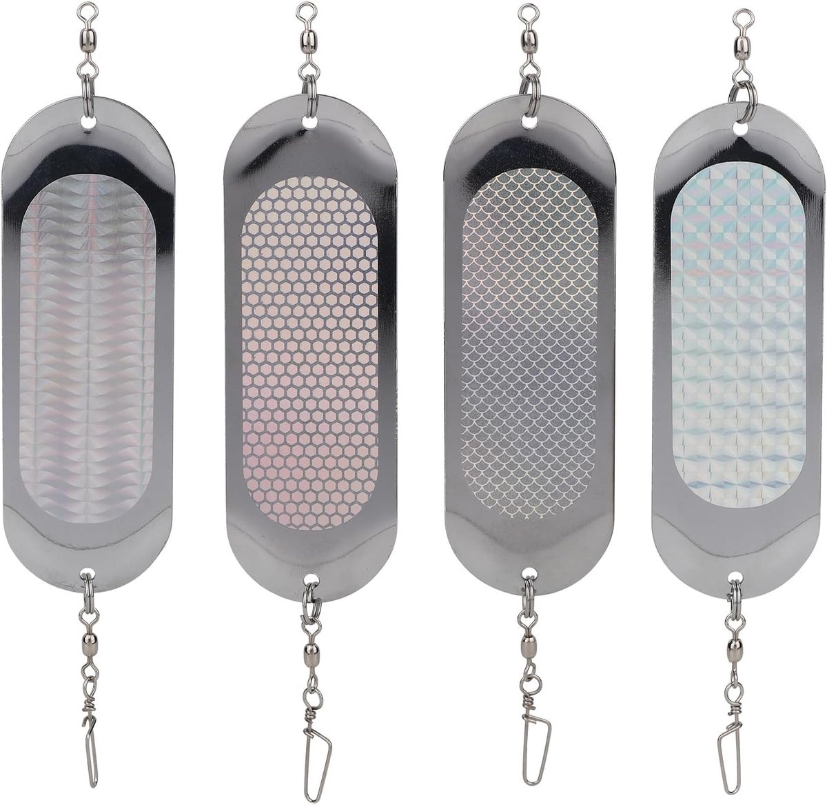 Lasuroa 4st Trolling Flashers, Reflecterende Spinnerbait-Vislokmiddelen 360° Draaibare Zalmtrollende Flashers Een Onmisbare Forelflitser voor Visliefhebbers