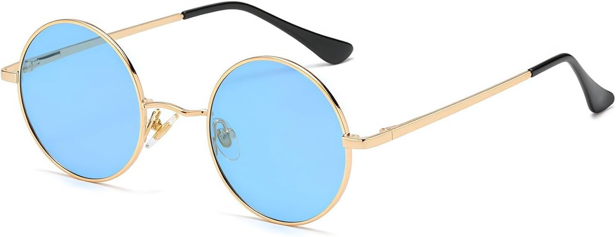 Ronde gepolariseerde zonnebril voor dames en heren, vintage ronde punk-stijl bril met UV400-bescherming