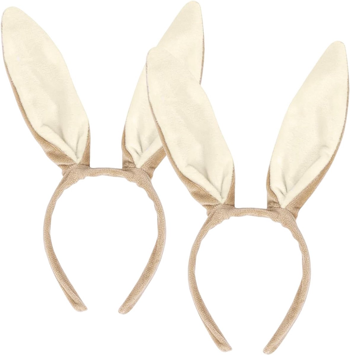 2-Pack Konijnenoren Haandband, Pluche Konijnenhaarband Bruin voor Pasen Kostuum, Konijn Accessoires voor Carnaval en Feest