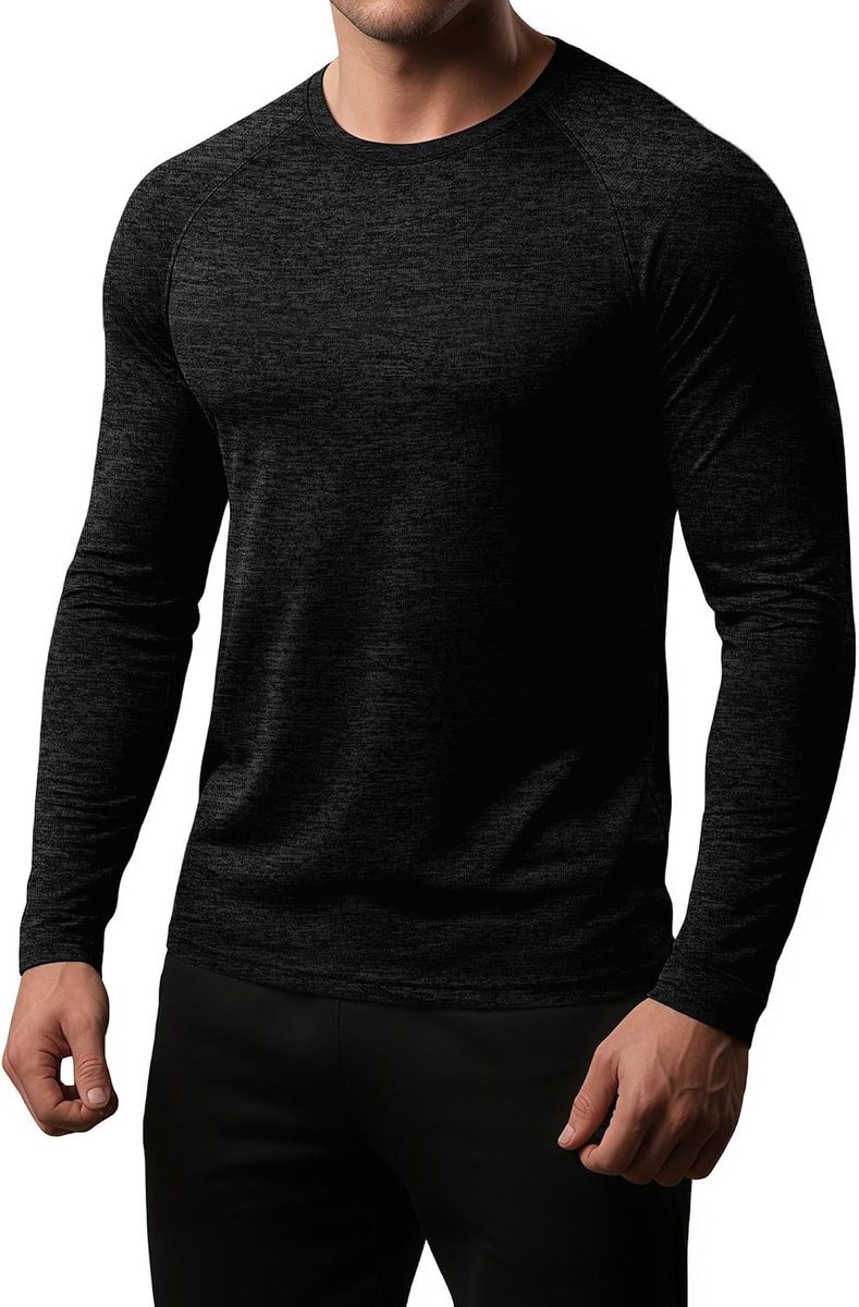 Sportshirt met lange mouwen voor heren, functioneel shirt met UPF 50+ uv-bescherming, licht sneldrogend loopshirt, trainingsshirt met lange mouwen voor fitness, outdoor, reizen en dagelijks
