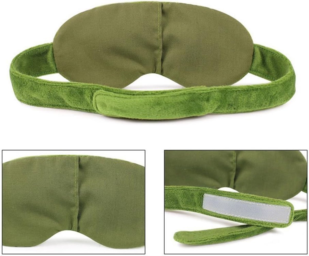 Karikatuur kikker oogmasker, creatieve oogbescherming voor slaap reizen (groen)