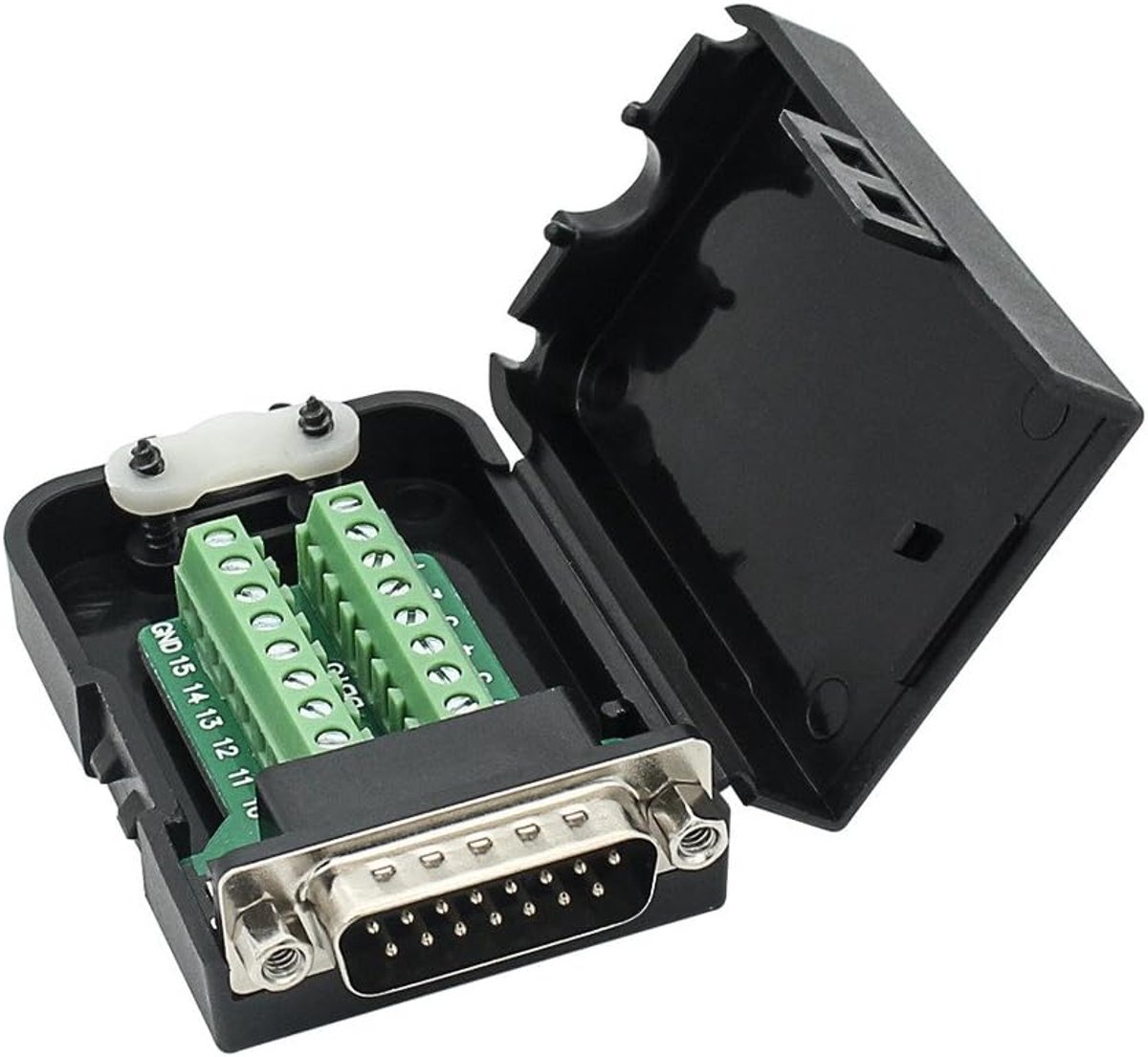 Breakout Connector Mannelijke Adapter 15-pins Port Adapter naar Terminal Connector Signaalmodule met case (Mannelijke Connector met Moer)