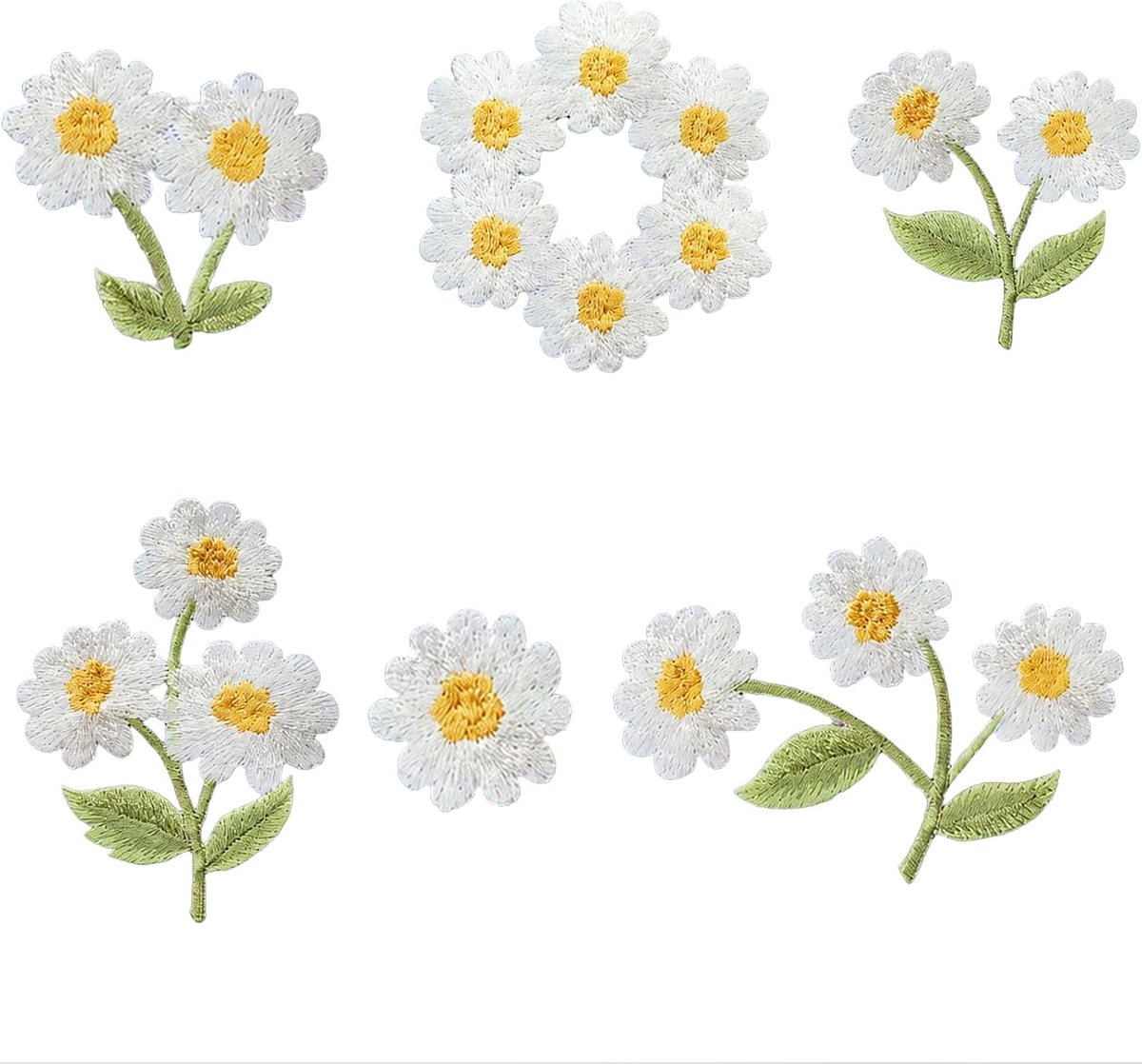 6 stuks verse witte madeliefjes strijkpatches, bloemen om op te strijken, strijkpatches voor kinderen, strijkpatch voor volwassenen voor kinderkleding, volwassenenmode en DIY