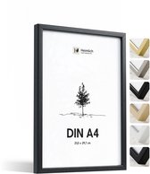 Heimlich Fotolijst A4 (21x29,7 cm) - Massief Hout Zwart - Staand en Wandhangend - Onbreekbaar Kunststof Glas