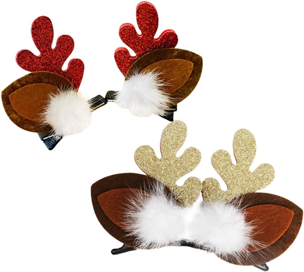 Haarspelden, rendiergewei, hertenoren, haarsieraden, pluche gewei met pompon haarspelden, haarclips, kerstaccessoires, schattige gewei haarspelden voor vrouwen, meisjes en dames