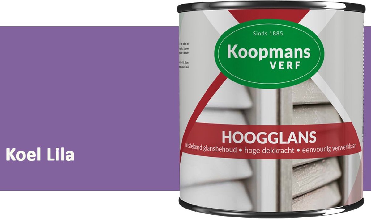 Koopmans Hoogglans Lakverf Binnen & Buiten – Voor Hout en Metaal – Krasvast – Hoge Dekkracht – Kozijnen, Deuren & Meubels – Koel Lila – 375 ml