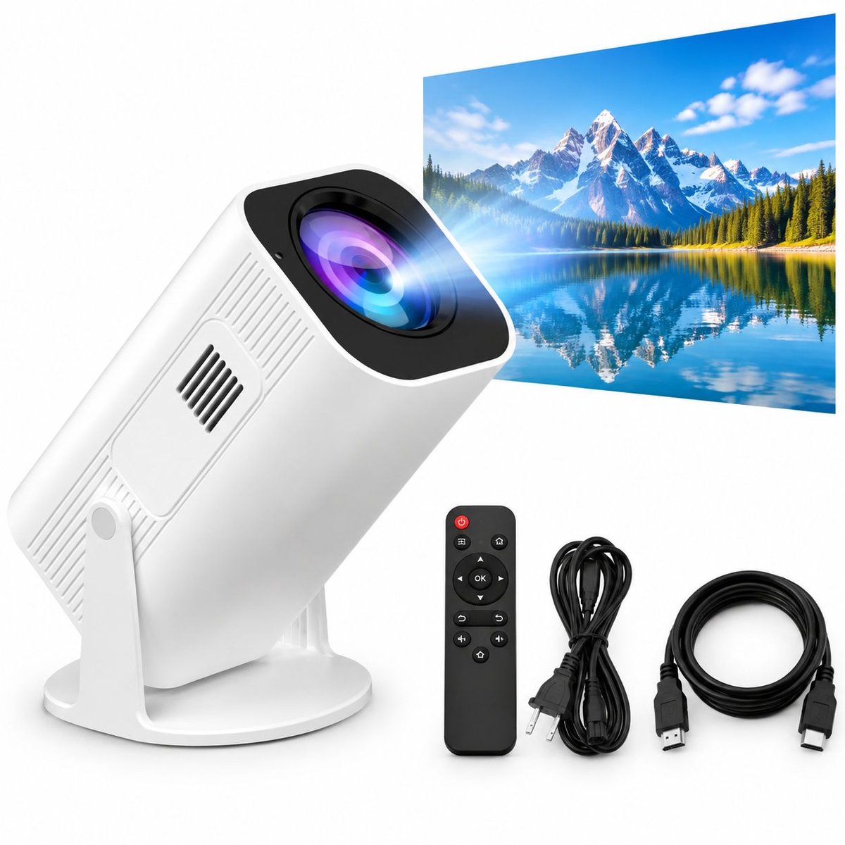 VHV - Beamer - Mini Beamer - Smart 1080P Full HD Projector - FULL HD (4K-Ondersteuning) - 200 ANSI - WiFi & Bluetooth - Ingebouwde Speakers - Draagbare Beamer Thuisbioscoop - Voor iOS en Android - Autofocus