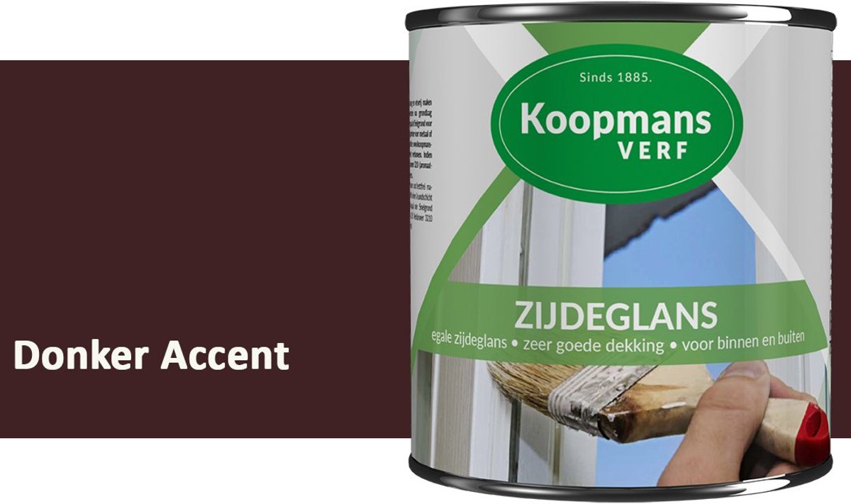 Koopmans Zijdeglans Lakverf – Binnen & Buiten – Kras- en Stootvast – Hoge Dekkracht – Voor Hout, Deuren en Kozijnen – Donker Accent – 375 ml