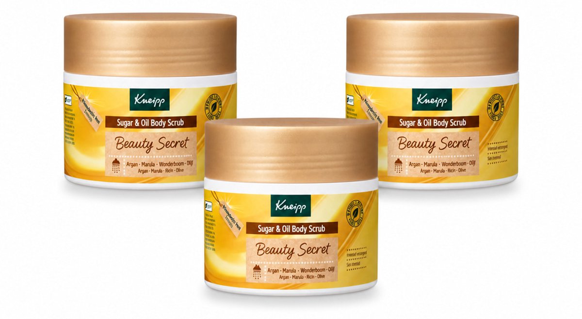 3 x Kneipp - Body scrub - Sugar & Oil - Beauty Secret - 200 ml - Voordeelverpakking - 3 stuks