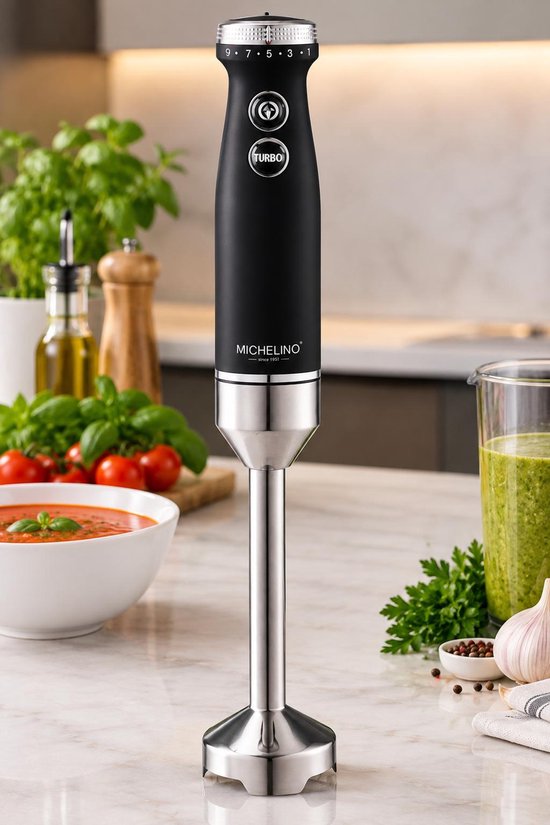 MICHELINO Staafmixer 1000 W - Hand Blender - Met 5 Snelheden Met Turbo - Roestvrijstalen Mes - Zwart/Zilver Kleur van Michelino — afbeelding 5