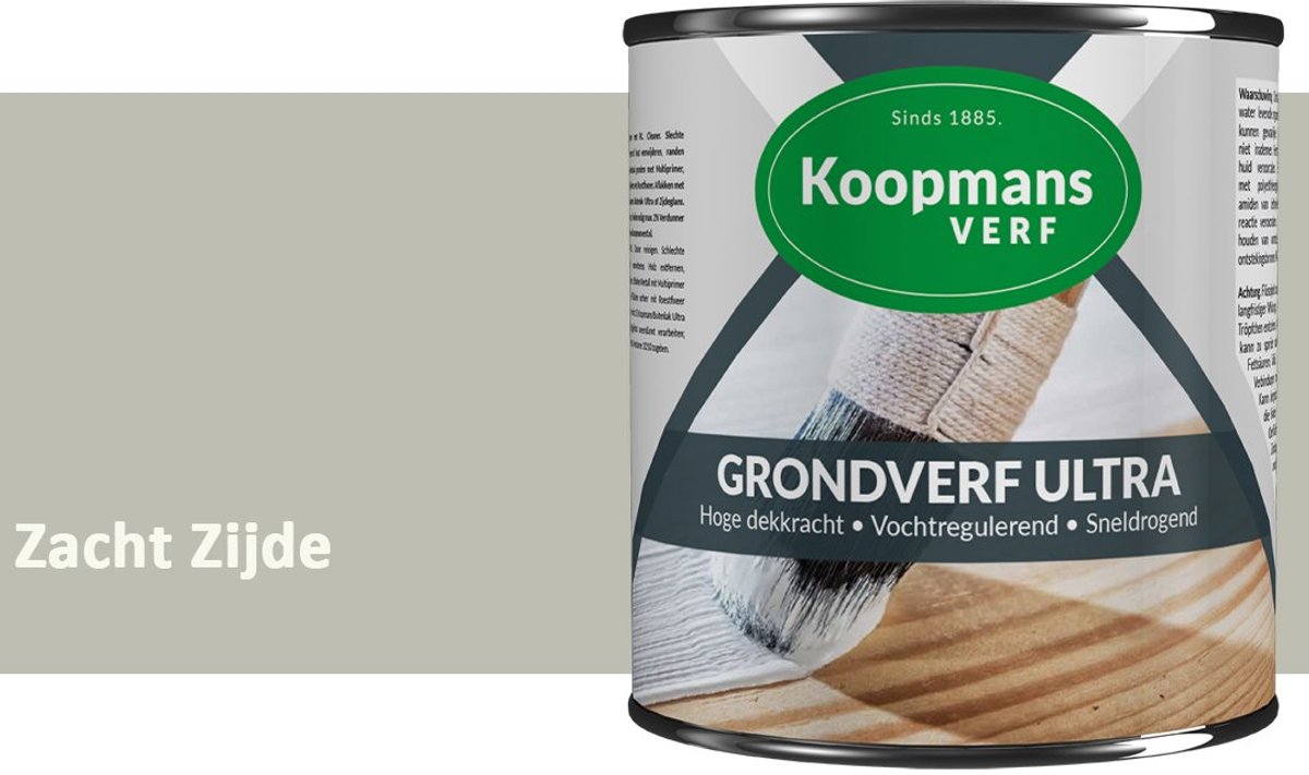 Koopmans Grondverf Ultra – Grondverf Hout & Metaal Binnen en Buiten – Vochtregulerende Primer – Hoge Dekking – Zijdeglans – Zacht Zijde – 1,5 l