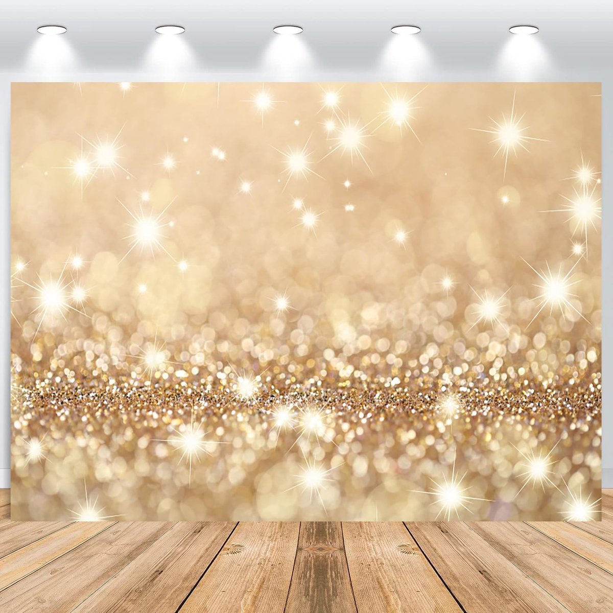 Achtergrond 3 x 2,5 m, glitter gouden deeltjes droomthema fotowand achtergrond, vinyl fotobox achtergrond voor verjaardag, bruiloft, afstuderen, balparty, portret fotostudio's