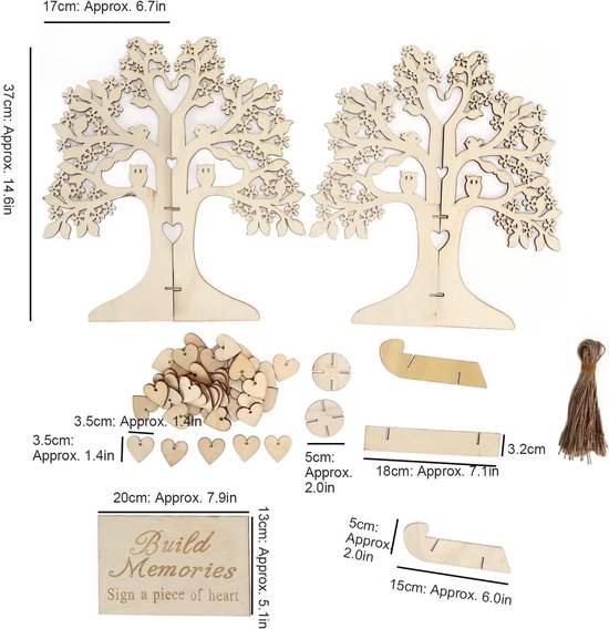 Gastenboek, Wood Desired Tree Handgemaakte Handwerk, Persoonlijk Handtekeningbord voor Bruiloften, Feesten, Verjaardagen — afbeelding 2