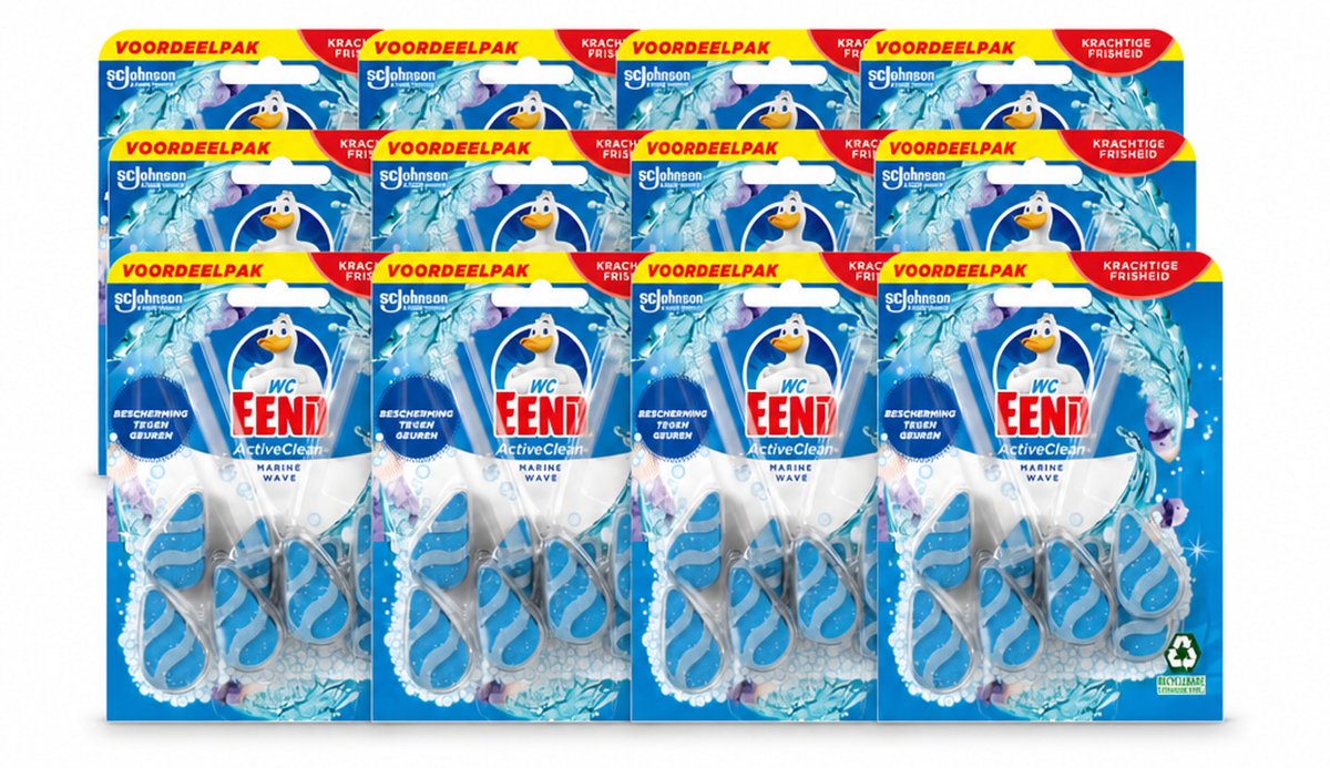 12 x WC Eend - Active Clean Marine - Toiletblok Duopack - Meer Schuim & Frisheid - 2 Toiletblokken - Voordeelverpakking - 12 stuks