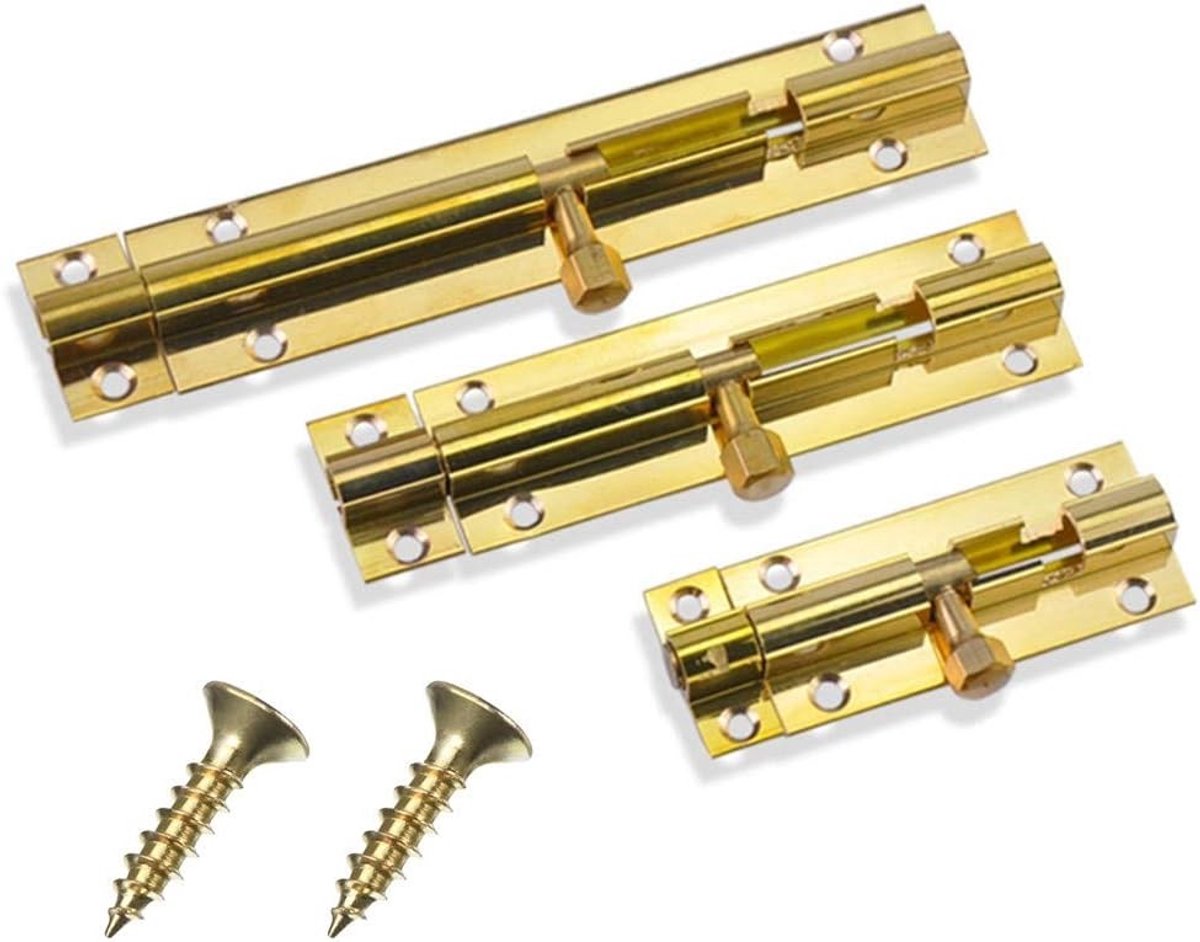 2-delige Messing Deurbolt met Schroeven voor Badkamer en Toilet - 4 inch Veiligheidsvergrendeling