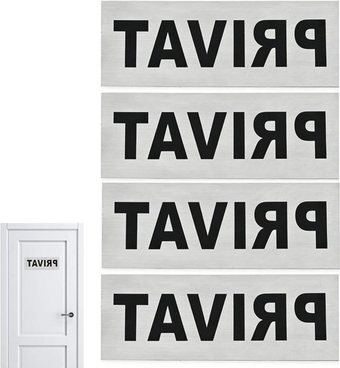 Instructieborden voor privégebruik - 16 x 6 cm - aluminium - set van 4