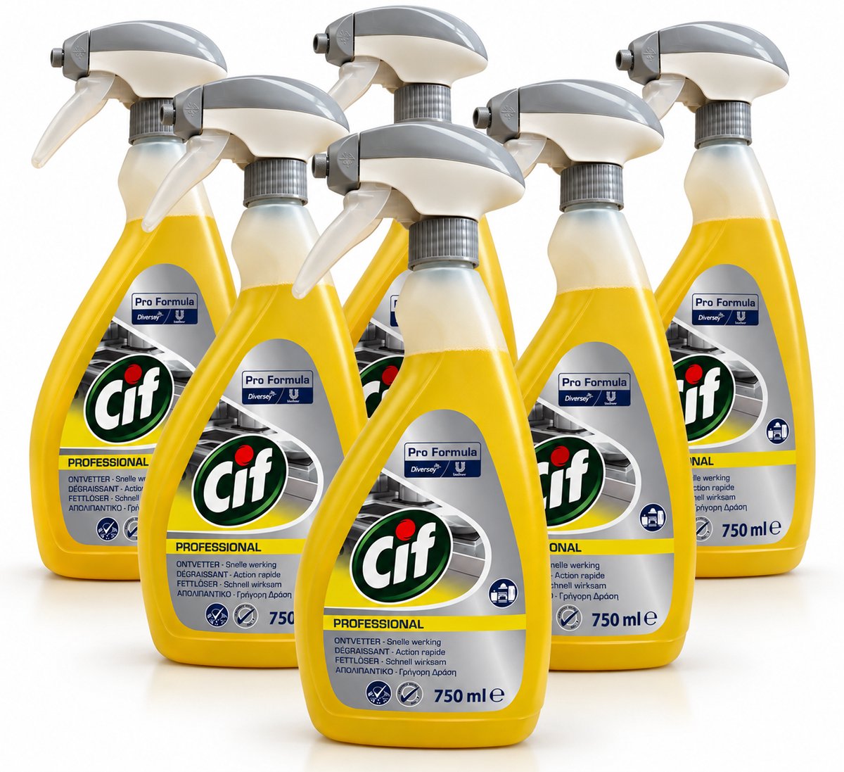 Cif Professional Ontvetter Spray – Krachtige Keukenreiniger & Vetoplosser – Tegen Hardnekkig Vet – 6 x 750 ml