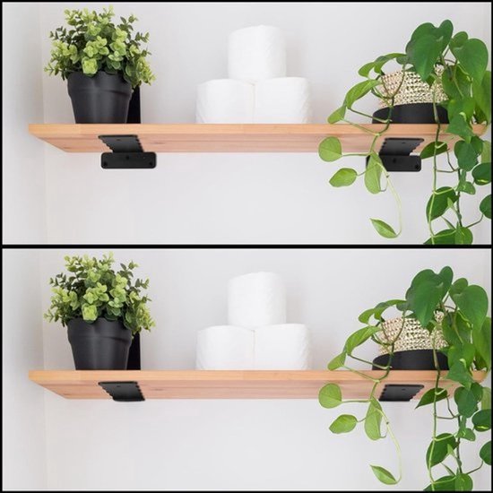 Stevige L-vormige Planksteunen voor Hoekmontage, Onzichtbare Plankdragers, Metalen Plankbeugels voor Drijvende Planken (4 stuks, Zwart, 10 cm) — afbeelding 2