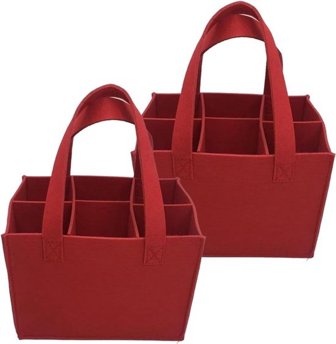 2-delige flessendrager met handvat voor 6 flessen - rood - 24 * 16 * 18cm