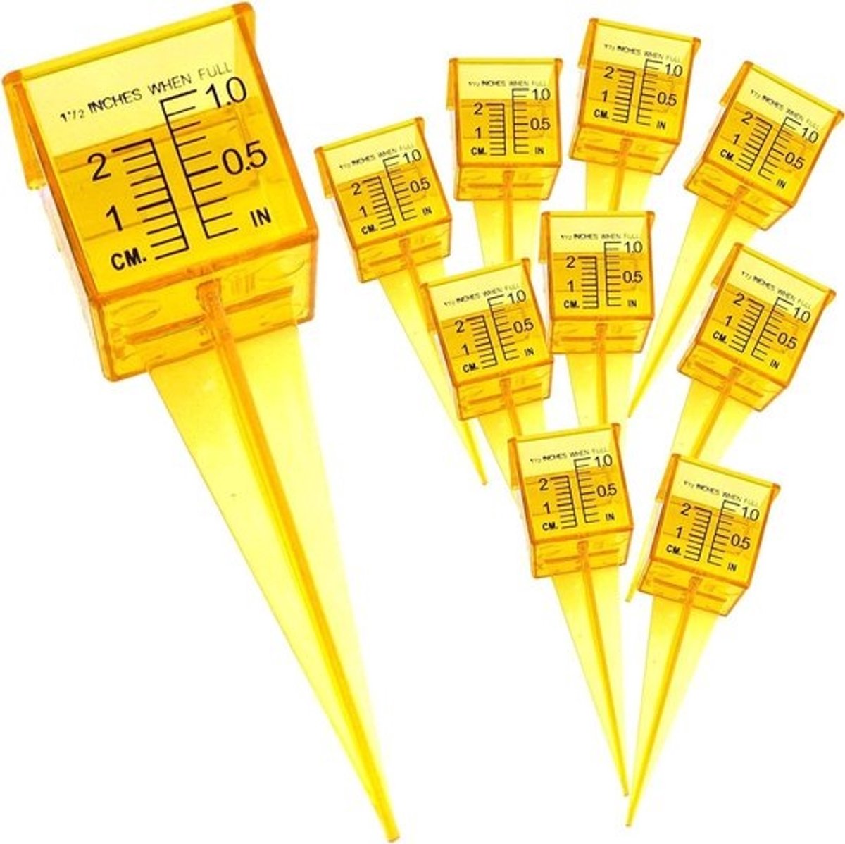 10-Stuks Regenmeter voor Buiten - Sproeimeter met Brede Mond - Geel - Tuin